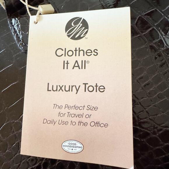 JM New York Luxury Tote Dark Brown Croc Pattern Lap Top Safe Large 16x12x5.5 New - Picture 2 of 10